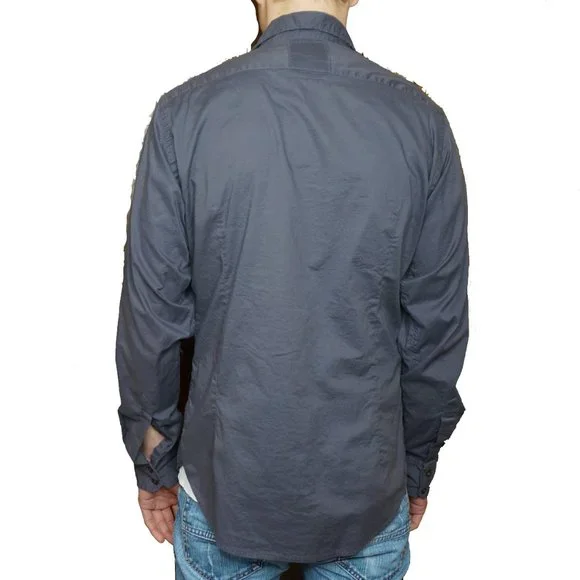 GUESS JEANS Button Down Ruffle Tuxedo Shirt Grey - Picture 3 of 12